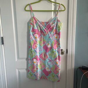 Lilly Pulitzer Pink Floral Spaghetti Strap Dress